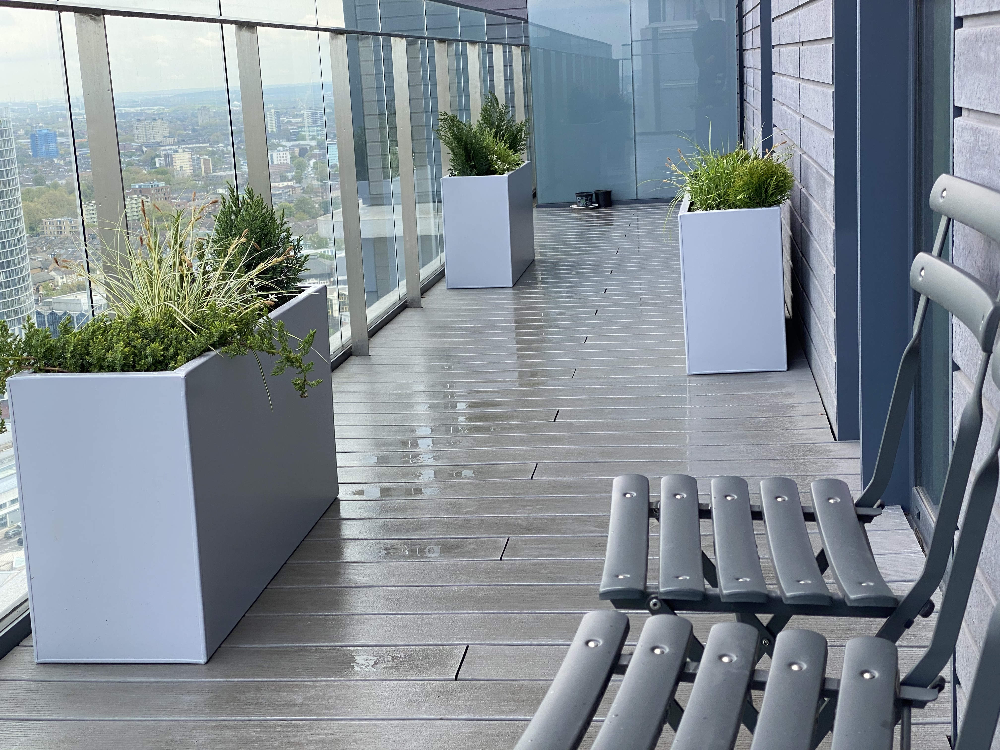 Balcony with planters